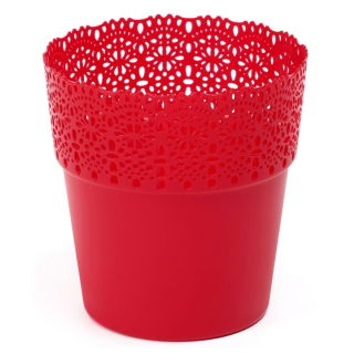 Osłonka z koronkowym wykończeniem, ażurowa Bella - 17 cm - czerwona