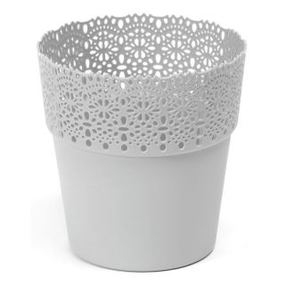 Osłonka z koronkowym wykończeniem, ażurowa Bella - 13 cm - jasny szary