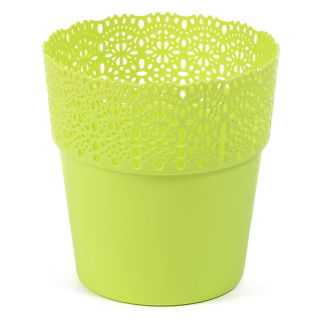 Osłonka z koronkowym wykończeniem, ażurowa Bella - 17 cm - limonka