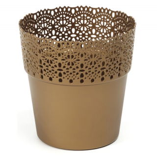 Osłonka z koronkowym wykończeniem, ażurowa Bella - 13 cm - złota