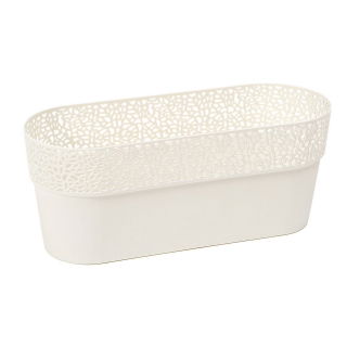 Osłonka z koronkowym wykończeniem, ażurowa Rosa - 30 x 11,7 cm - kremowa