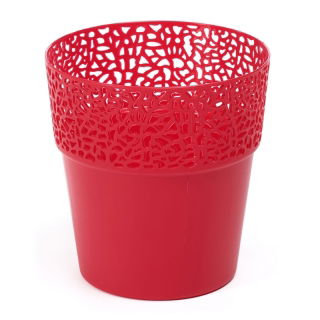 Osłonka z koronkowym wykończeniem, ażurowa Rosa - 17 cm - czerwona