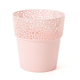 Osłonka z koronkowym wykończeniem, ażurowa Rosa - 13 cm - pudrowy róż