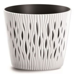 Doniczka okrągła + wkład Sandy Round - 22 cm - biały