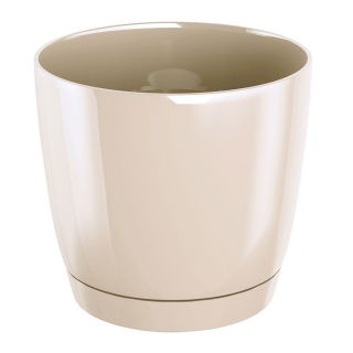 Okrągła doniczka z podstawką Coubi - 24 cm - Kremowa - Prosperplast