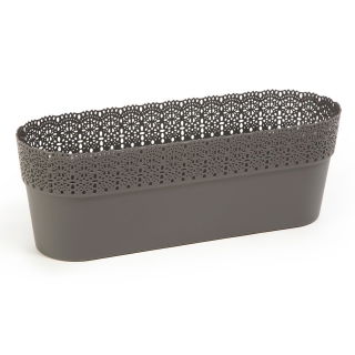 Osłonka z koronkowym wykończeniem, ażurowa Bella - 30 x 11,7 cm - antracyt