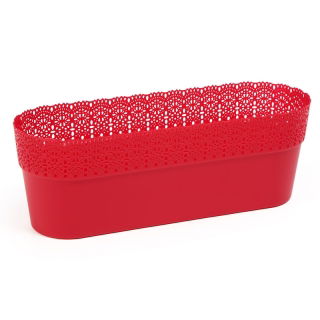 Osłonka z koronkowym wykończeniem, ażurowa Bella - 38 x 12,9 cm - czerwona
