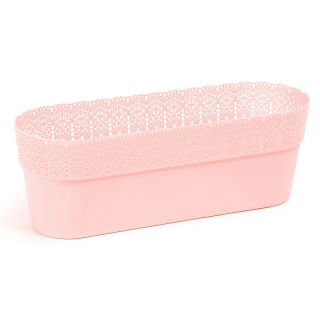 Osłonka z koronkowym wykończeniem, ażurowa Bella - 38 x 12,9 cm - pudrowy róż