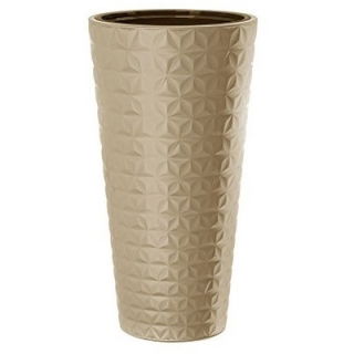 Doniczka okrągła wysoka z wkładem - Diament Slim - 40 cm - cafe latte