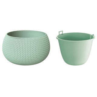 Doniczka okrągła + wkład Splofy Bowl - 37 cm - szałwia