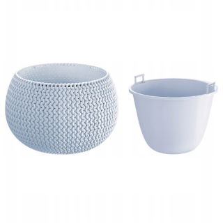 Doniczka okrągła + wkład Splofy Bowl - 37 cm - lodowy szary
