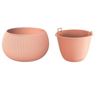Doniczka okrągła + wkład Splofy Bowl - 37 cm - brzoskwiniowy