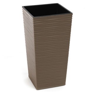 Doniczka kwadratowa wysoka Finezja + wkład - 19 cm - dłuto frappe