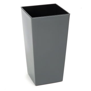 Kwadratowa doniczka wysoka Finezja z wkładem - 25 cm - antracytowa