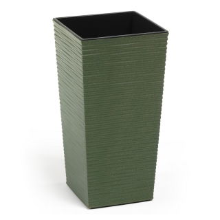Doniczka ekologiczna z domieszką drewna - Finezja Eco - 19 cm - dłuto - zielona leśna