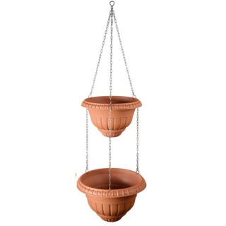 Roma - Dwupoziomowe wiszące doniczki - 25 + 30 cm - terakota