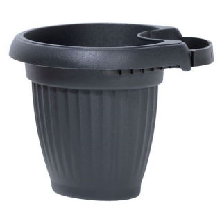 Antracytowa doniczka zewnętrzna do zawieszenia na rynnie Terra - średnica 20 cm