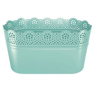 Osłonka z koronkowym wykończeniem, ażurowa Lace podłużna - 28,5 x 13,5 cm - pistacjowa