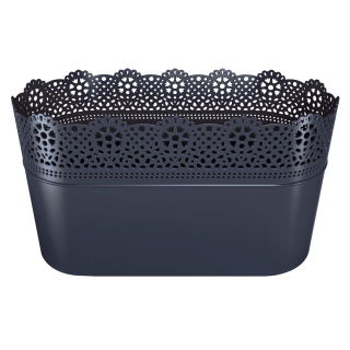 Osłonka z koronkowym wykończeniem, ażurowa Lace podłużna - 28,5 x 13,5 cm - antracyt