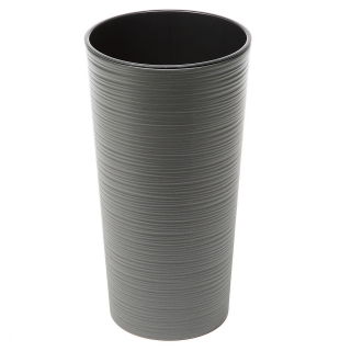 Doniczka okrągła wysoka Lilia - 25 cm - dłuto grafit metalik