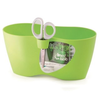 Limes Dublo - podwójna doniczka do ziół, okrągła  - 25 x 12 cm - limonka