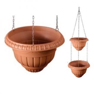 Roma - Dwupoziomowe wiszące doniczki - 25 + 30 cm - terakota