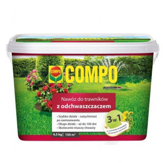 Nawóz do trawników ze środkiem odchwaszczającym - 3 w 1 - działa do 100 dni - Compo - 4,5 kg