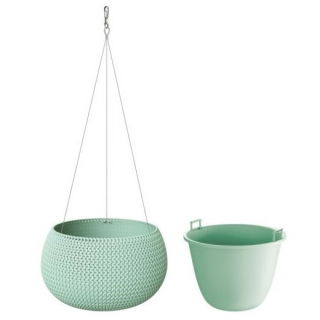 Doniczka okrągła wisząca Splofy Bowl - 24 cm - szałwia