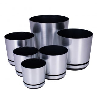 Doniczka okrągła Dekor - 21 cm - kolor aluminium