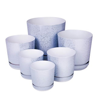 Doniczka okrągła Dekor - 21 cm - biały marmur