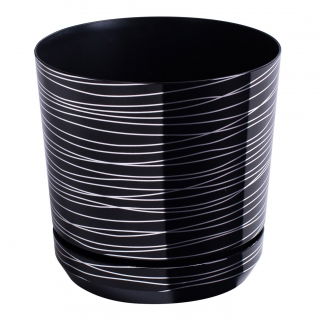 Doniczka okrągła Dekor - 21 cm - czarne paski
