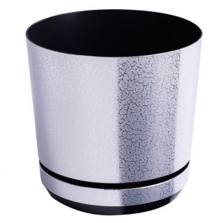 Doniczka okrągła Dekor - 14 cm - matowe srebro