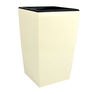 Wysoka doniczka Coubi 16 x 16 cm + wkład - Kremowa - Prosperplast