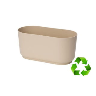 Doniczka podłużna zrobiona w 100% z materiałów z recyklingu - Satina Eco Recycled - 27 cm - kolor juty