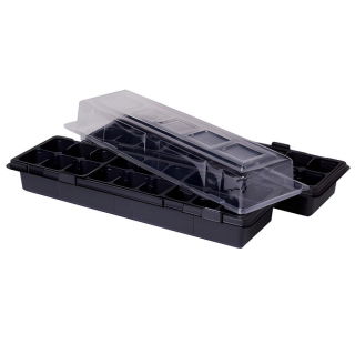 Miniszklarenka czarna 47 x 15 cm - 18 doniczek - druga miniszklarenka GRATIS