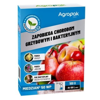 Miedzian 50 WP - na choroby bakteryjne i grzybowe, obowiązkowy przy pomidorach - Agropak - 100 g