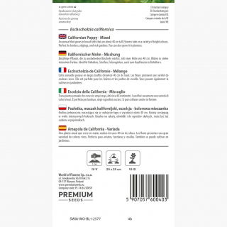 Pozłotka, maczek kalifornijski, eszolcja - kolorowa mieszanka - 600 nasion