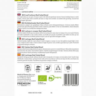 BIO Sałata liściowa - Red Salad Bowl - Certyfikowane nasiona ekologiczne