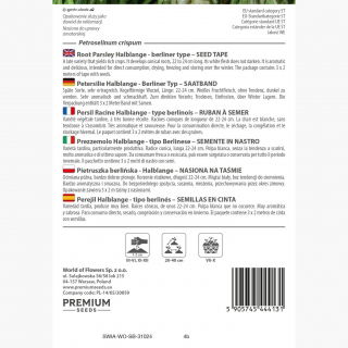 Nasiona na taśmie - Pietruszka korzeniowa Halblange (Berlińska) - późna