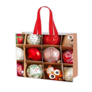Torba z motywem świątecznym - Bombki choinkowe - na zakupy i prezenty - 55 x 40 x 30 cm