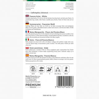 Aster chiński peoniowy biały - 500 nasion