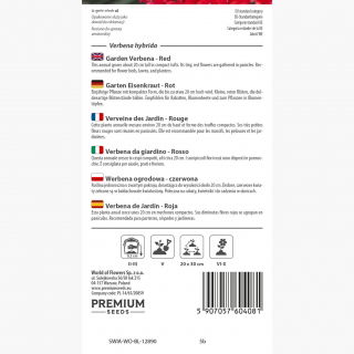 Werbena ogrodowa czerwona - 120 nasion
