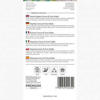 Papryka Corno di Toro Giallo - słodka, żółta