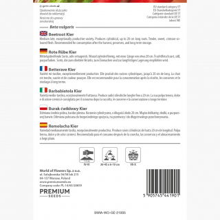 Burak ćwikłowy Kier - cylindryczny, długi - 500 nasion