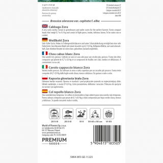 Kapusta głowiasta biała Zora - bardzo wczesna, 60 dni do zbioru