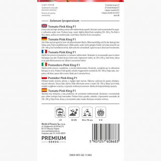 Pomidor Pink King F1 - malinowy, król smaku, słodki miąższ, bardzo plenny - 10 nasion