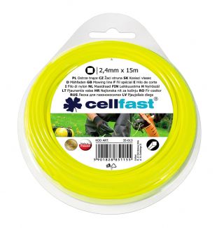 Kwadratowa linka tnąca do podkaszarki, żyłka - 2,4mm, 15m - Cellfast