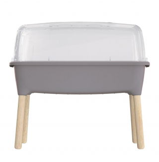 Domowy ogród na drewnianych nóżkach z pokrywą - Szklarenka domowa Respana Planter - 77 cm - kamienny szary