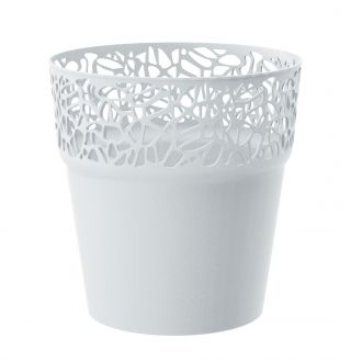 Osłonka z koronkowym wykończeniem, ażurowa Naturo - 17,5 cm - biała