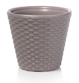 Doniczka okrągła Rato - lekka i ozdobna - 30 cm - mocca